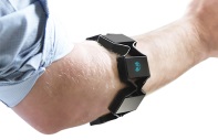 Arm wearing the MYO armband. 